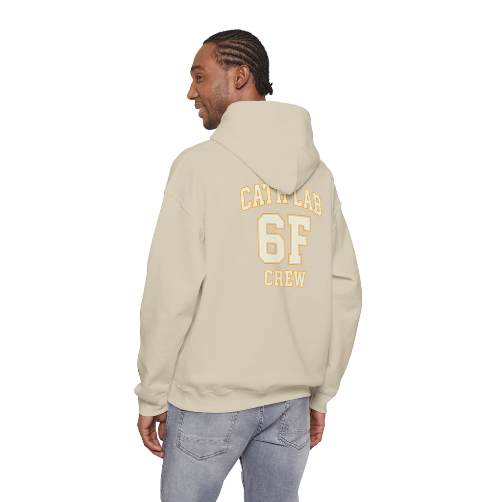 Cat Lab Crew Hoodie — Vintage Varsity Pullover with 6F Logo