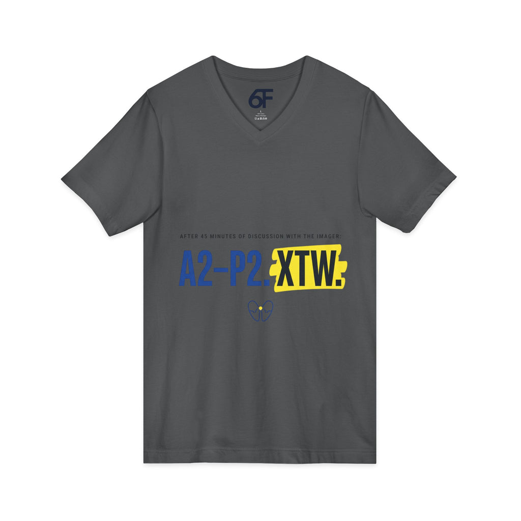 A2–P2 XTW V‑Neck Tee — Aviation/Flight Deck Flowchart Shirt