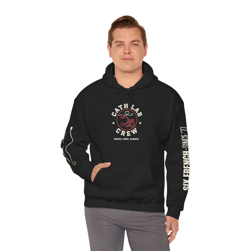 Cat Lab Crew Hoodie — Vintage Varsity Pullover with 6F Logo
