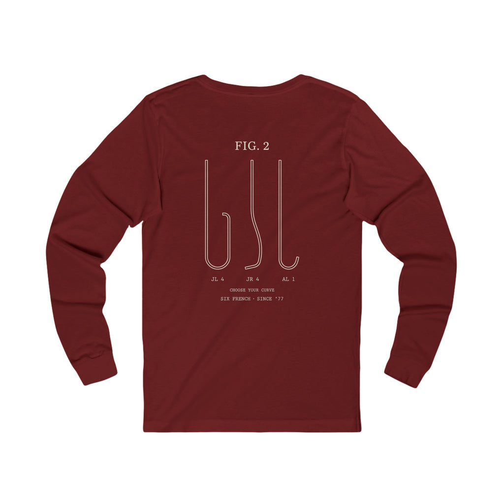 Cardiology Diagram Long Sleeve Tee — 'Judkins Left 4' Technical Heart Design