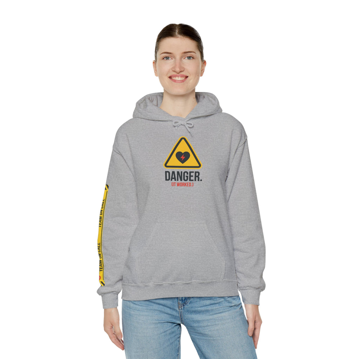 Hoodie — “Danger (Got Shocked)” Medical Humor Pullover