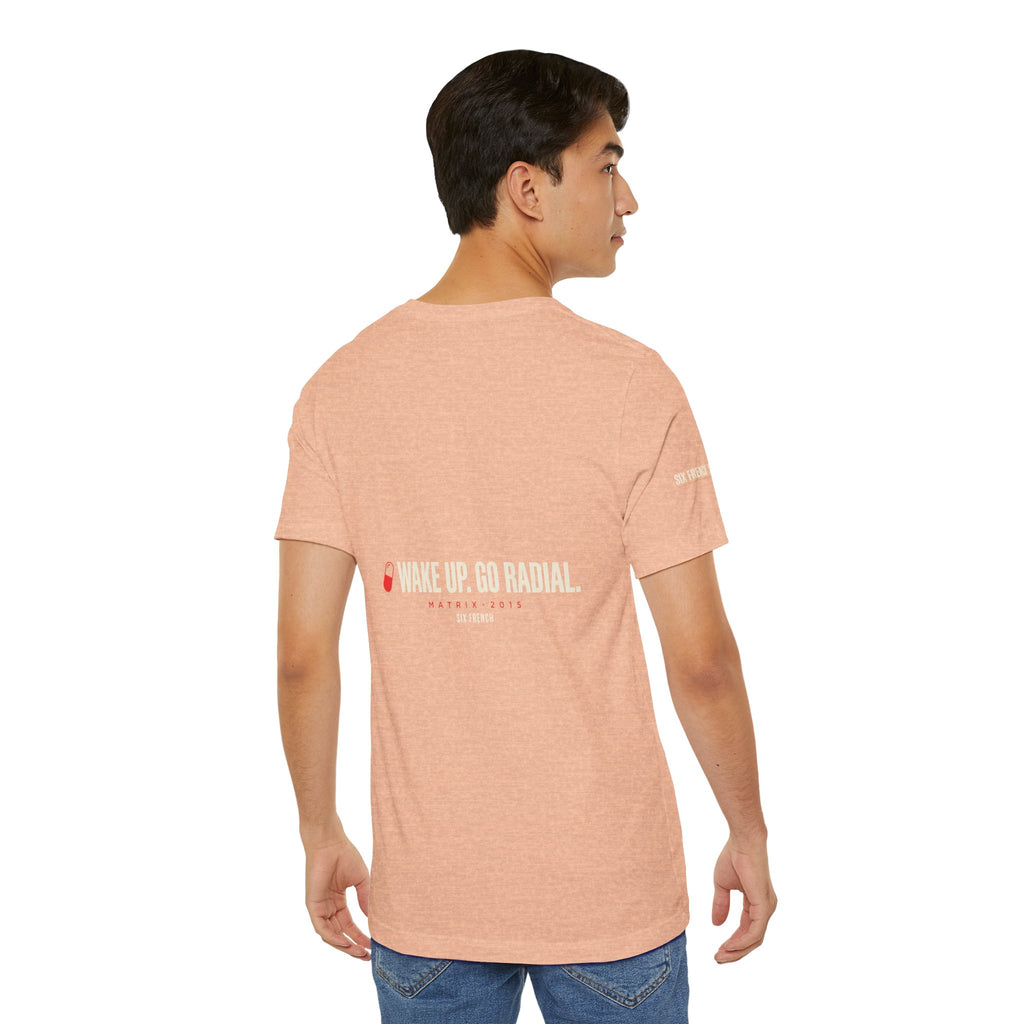 Pill Pair Graphic Tee — Red & Blue Capsule Minimalist T‑Shirt
