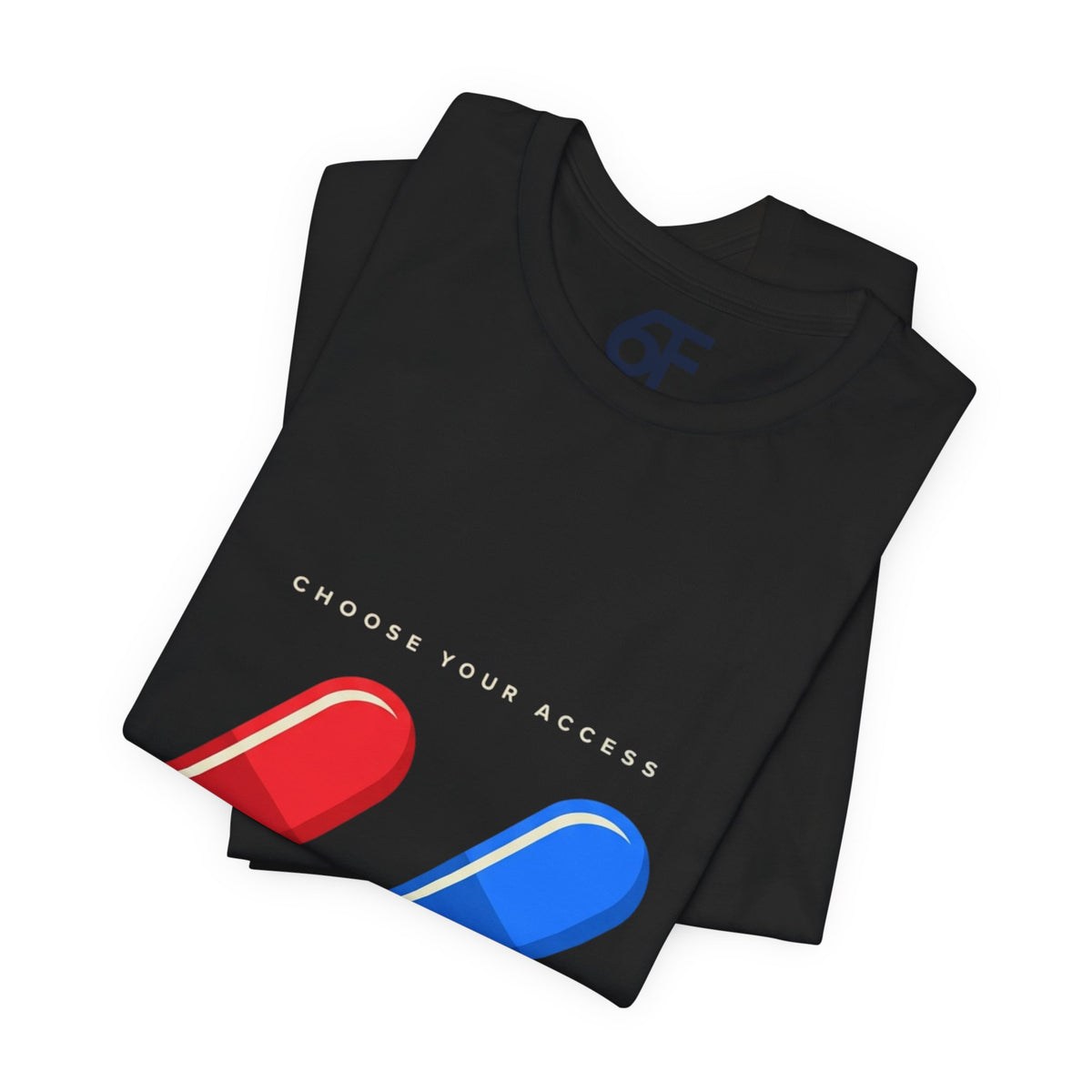 Pill Pair Graphic Tee — Red & Blue Capsule Minimalist T‑Shirt