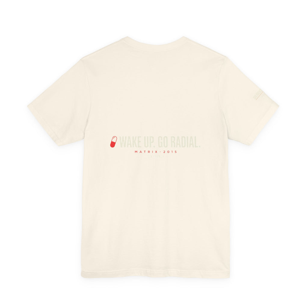 Pill Pair Graphic Tee — Red & Blue Capsule Minimalist T‑Shirt