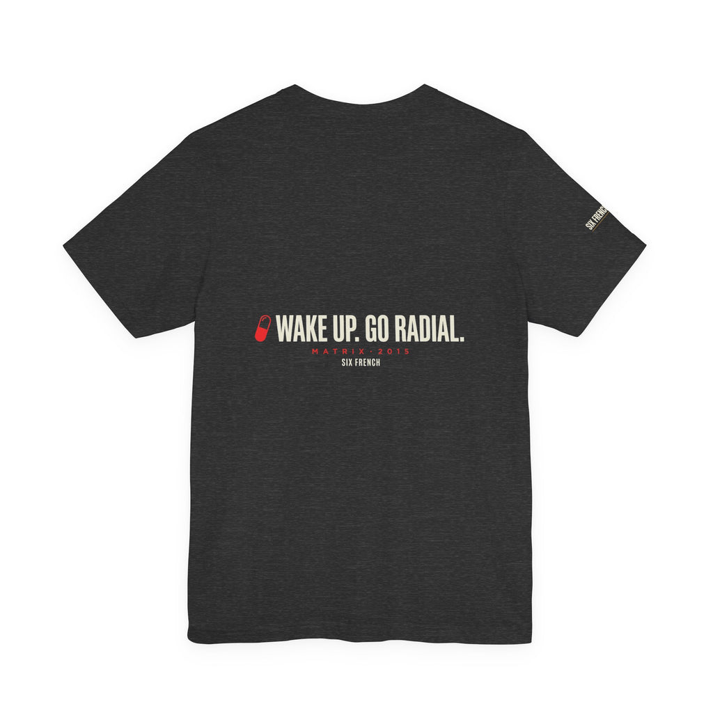 Pill Pair Graphic Tee — Red & Blue Capsule Minimalist T‑Shirt