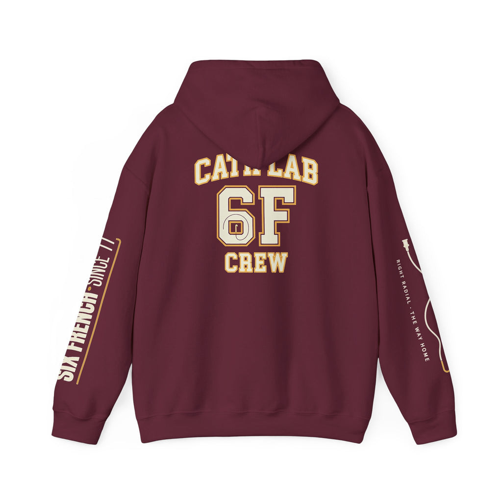 Cat Lab Crew Hoodie — Vintage Varsity Pullover with 6F Logo