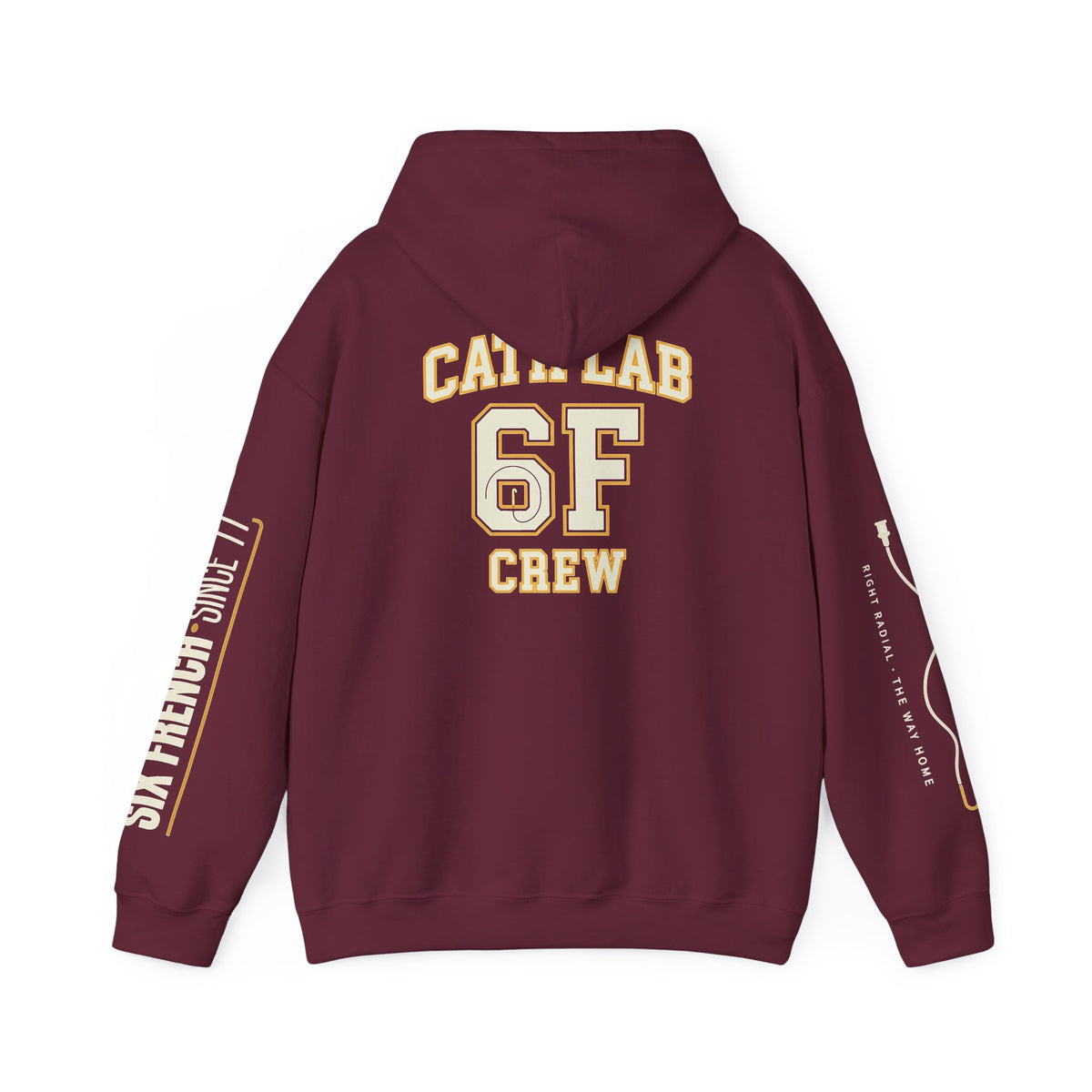 Cat Lab Crew Hoodie — Vintage Varsity Pullover with 6F Logo