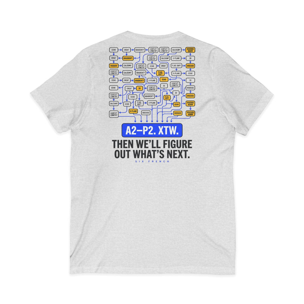 A2–P2 XTW V‑Neck Tee — Aviation/Flight Deck Flowchart Shirt