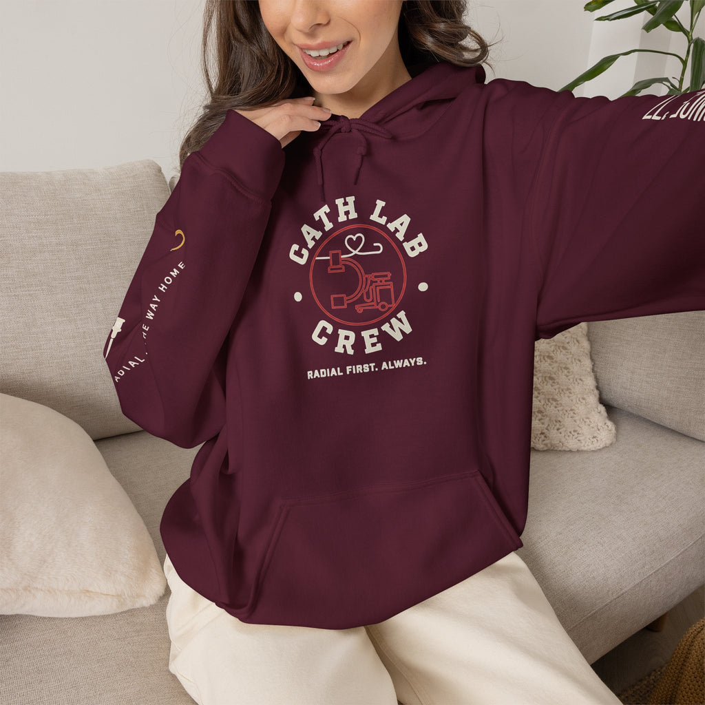 Cat Lab Crew Hoodie — Vintage Varsity Pullover with 6F Logo