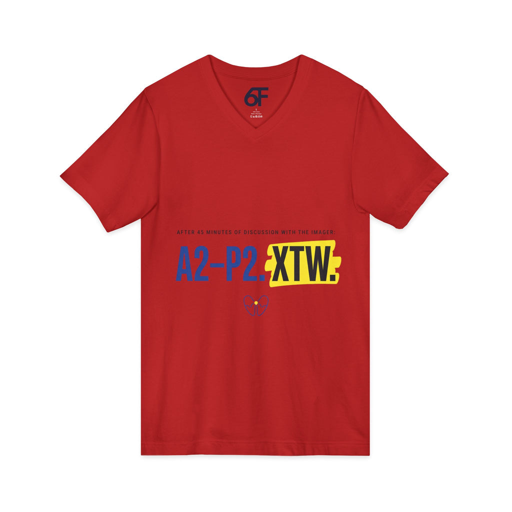 A2–P2 XTW V‑Neck Tee — Aviation/Flight Deck Flowchart Shirt