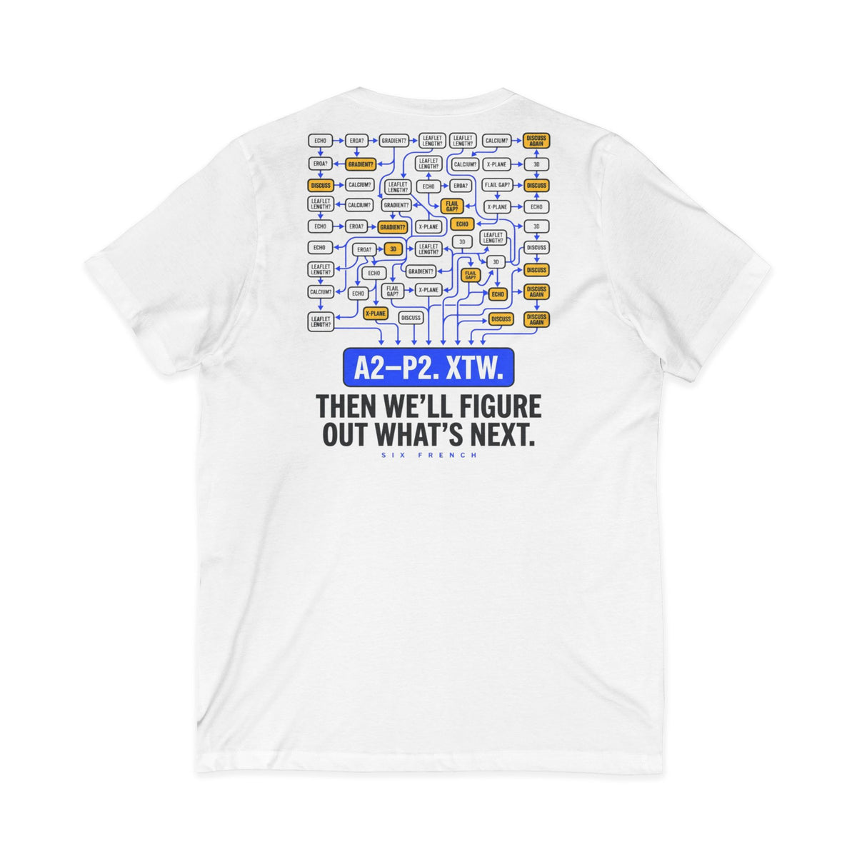A2–P2 XTW V‑Neck Tee — Aviation/Flight Deck Flowchart Shirt