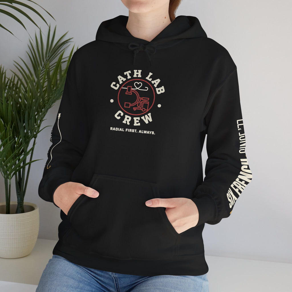 Cat Lab Crew Hoodie — Vintage Varsity Pullover with 6F Logo