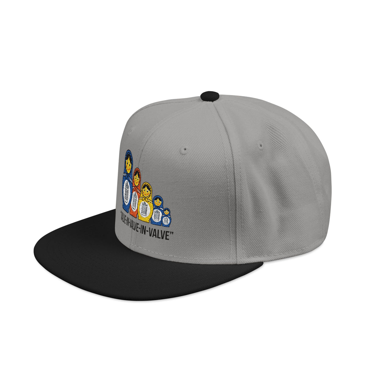 Embroidered Black Snapback Hat — Minimal Flat-Brim Streetwear Cap