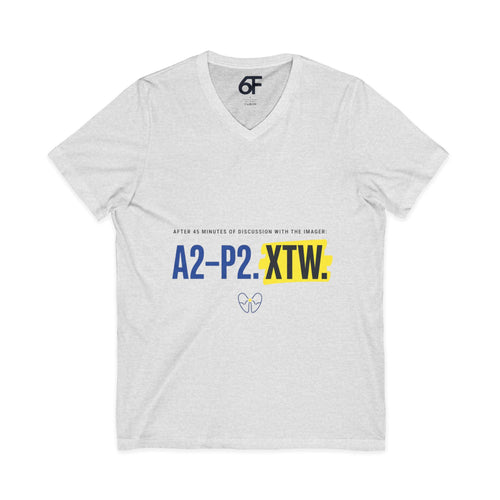 A2–P2 XTW V‑Neck Tee — Aviation/Flight Deck Flowchart Shirt