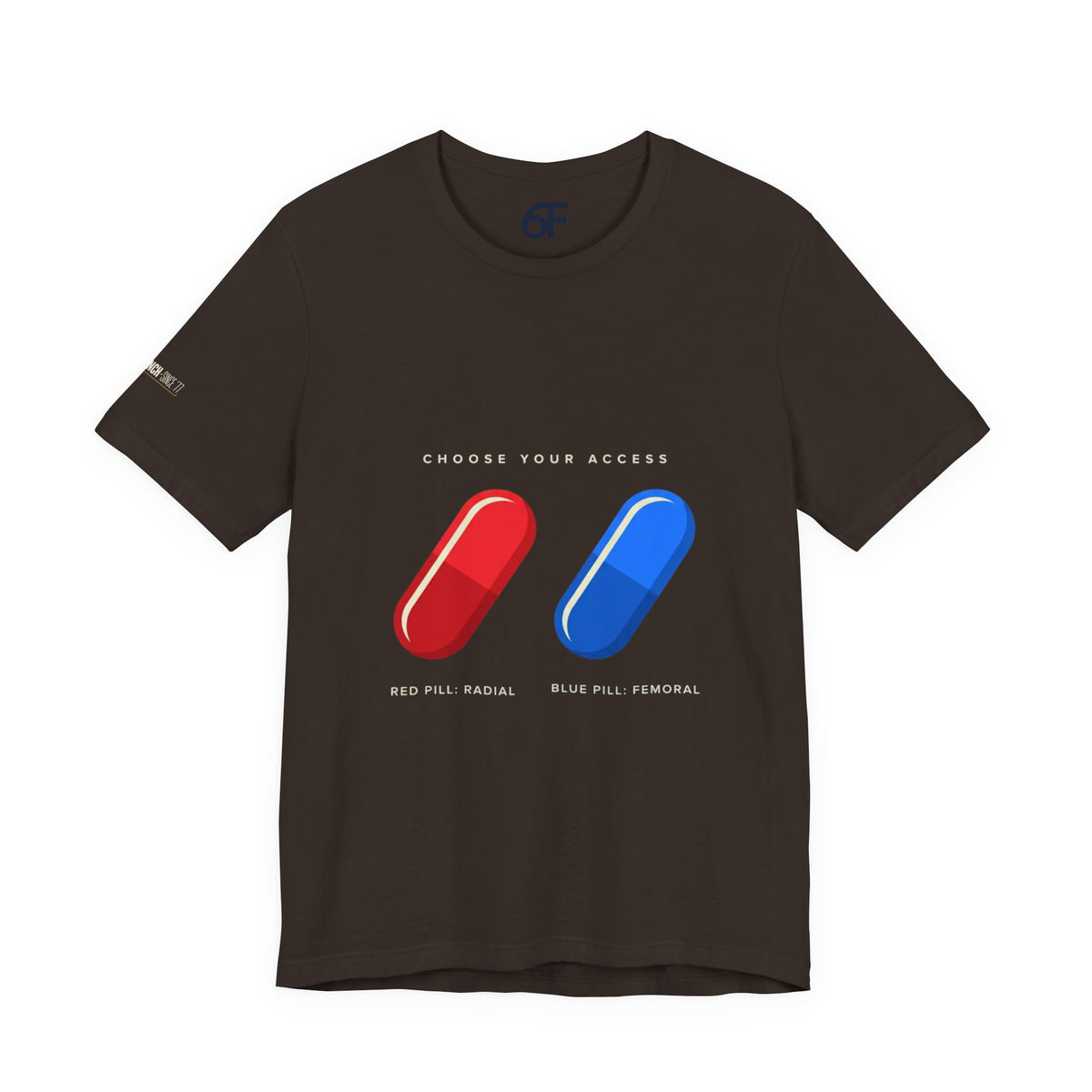 Pill Pair Graphic Tee — Red & Blue Capsule Minimalist T‑Shirt
