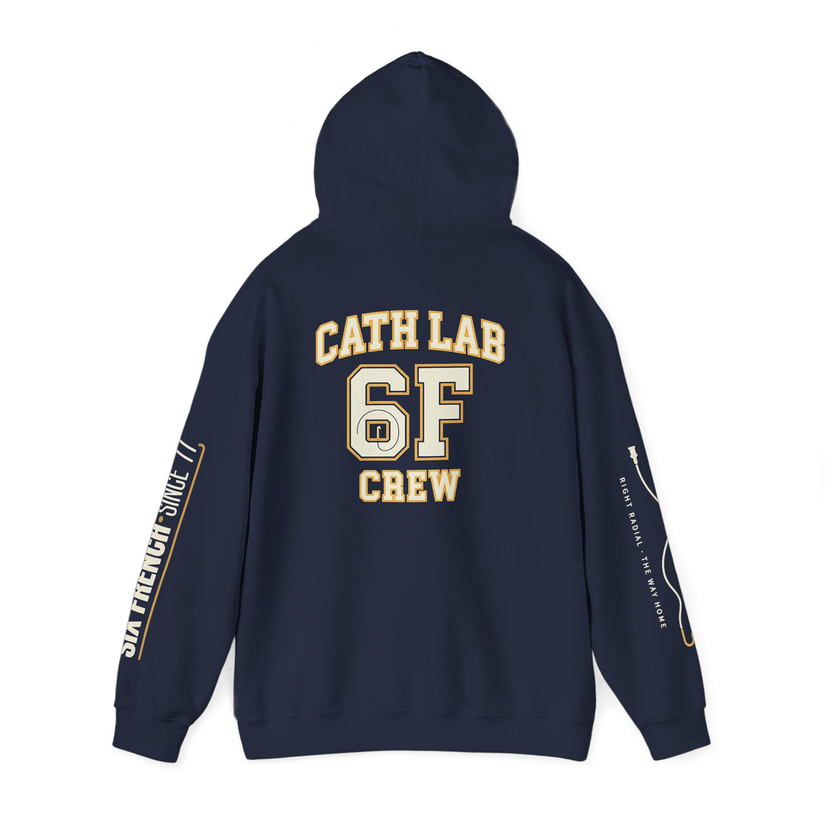 Cat Lab Crew Hoodie — Vintage Varsity Pullover with 6F Logo