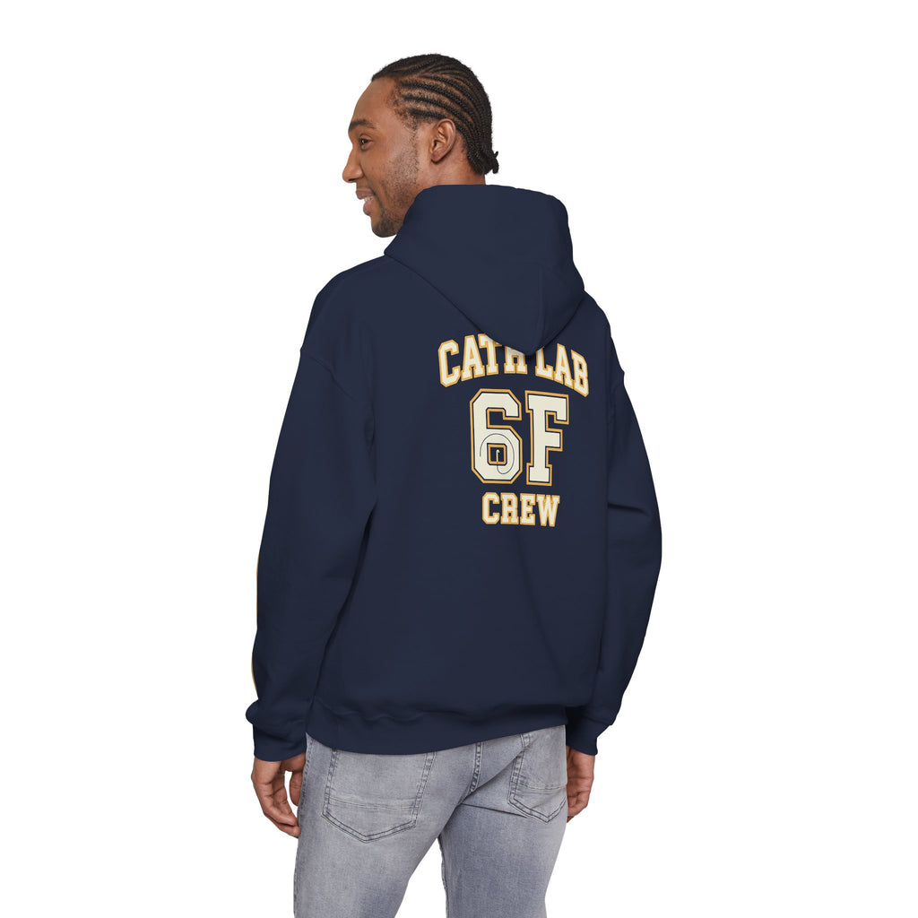 Cat Lab Crew Hoodie — Vintage Varsity Pullover with 6F Logo