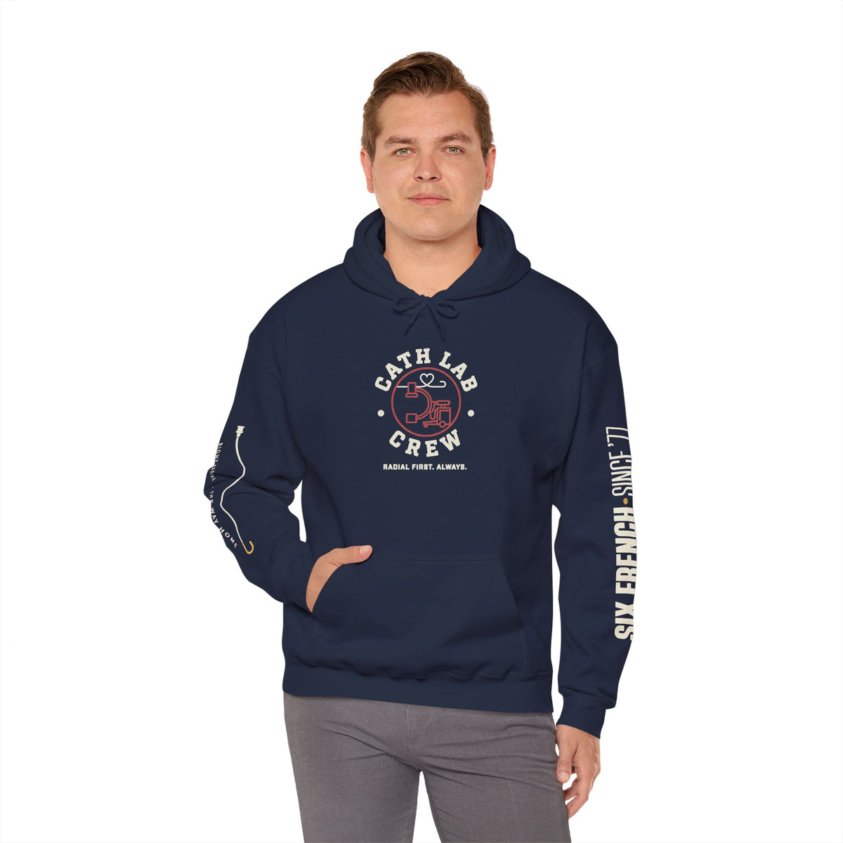 Cat Lab Crew Hoodie — Vintage Varsity Pullover with 6F Logo