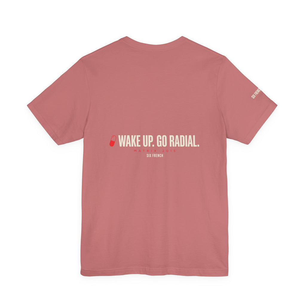 Pill Pair Graphic Tee — Red & Blue Capsule Minimalist T‑Shirt