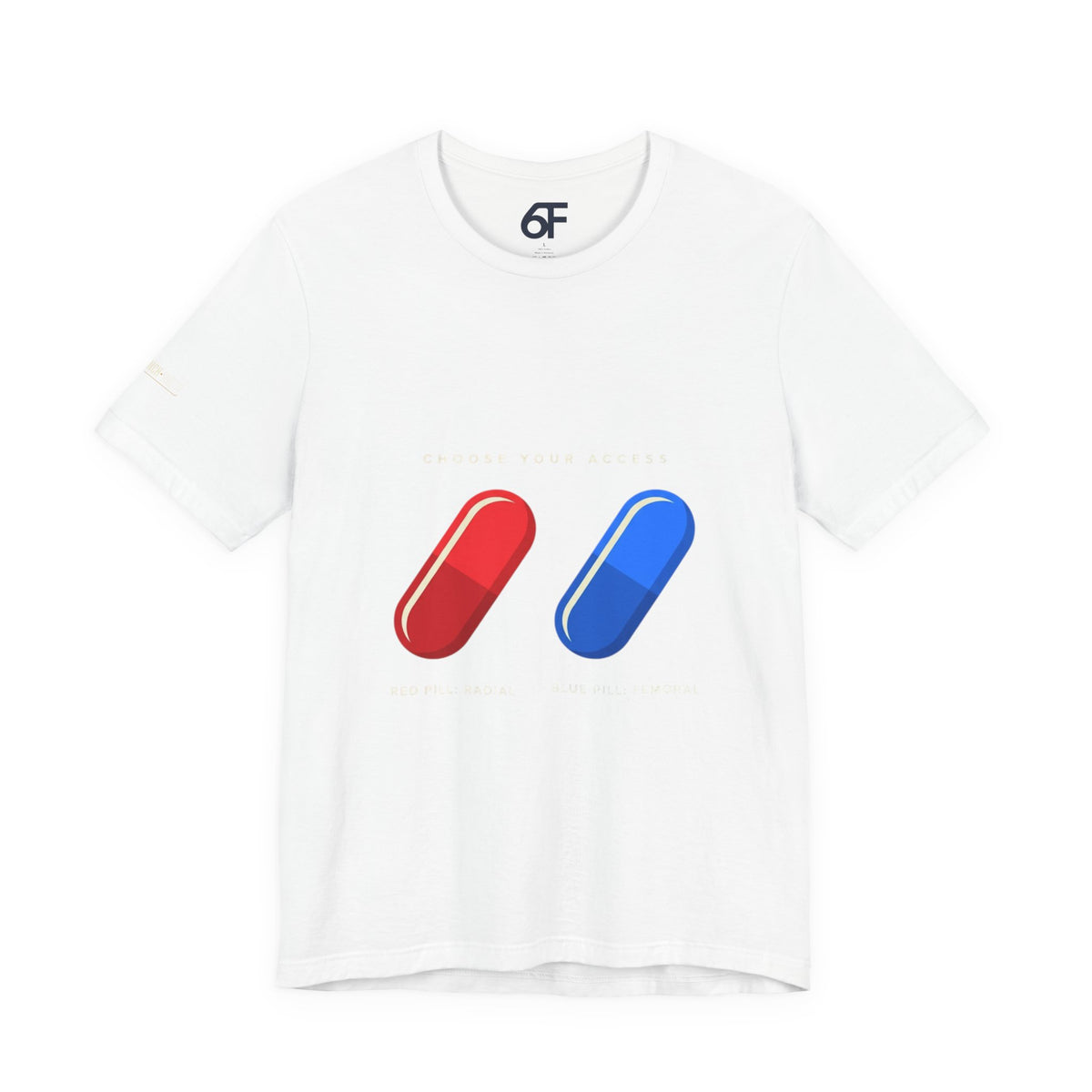 Pill Pair Graphic Tee — Red & Blue Capsule Minimalist T‑Shirt