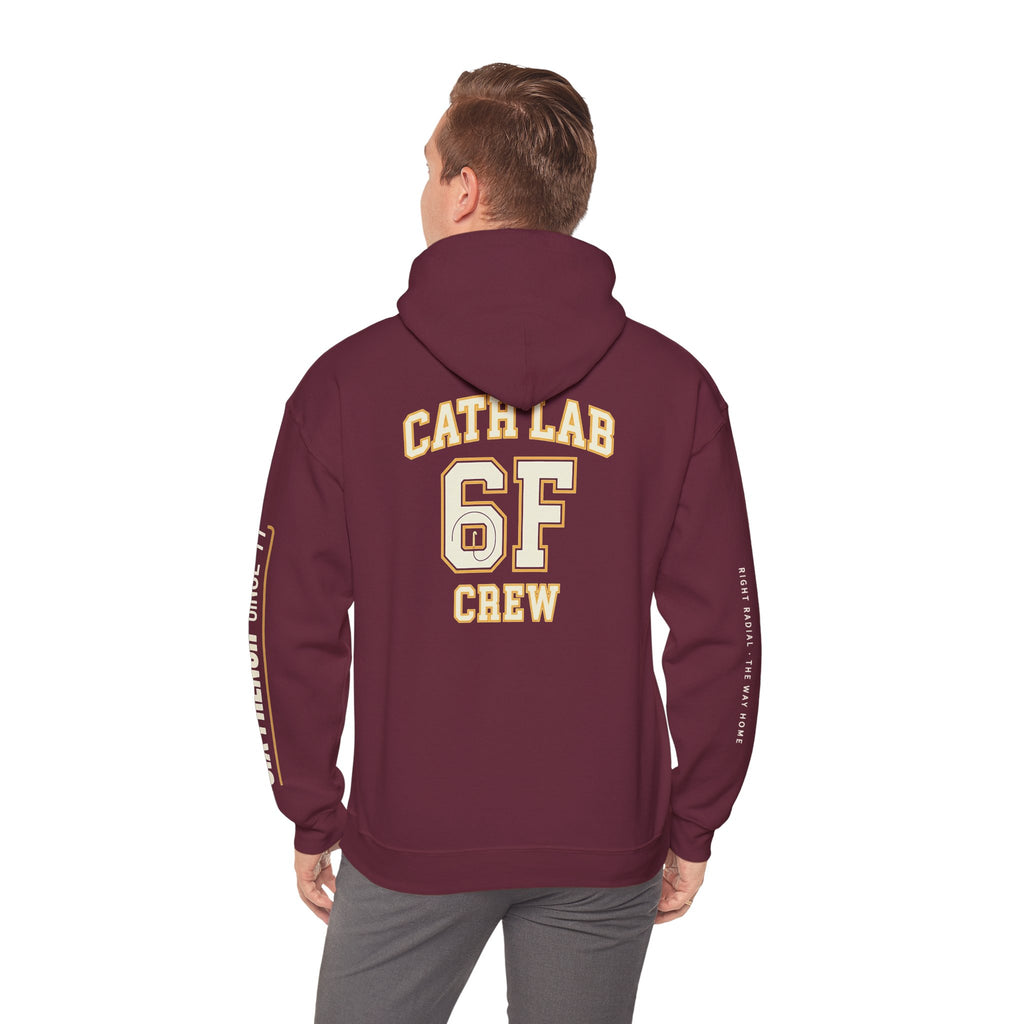 Cat Lab Crew Hoodie — Vintage Varsity Pullover with 6F Logo