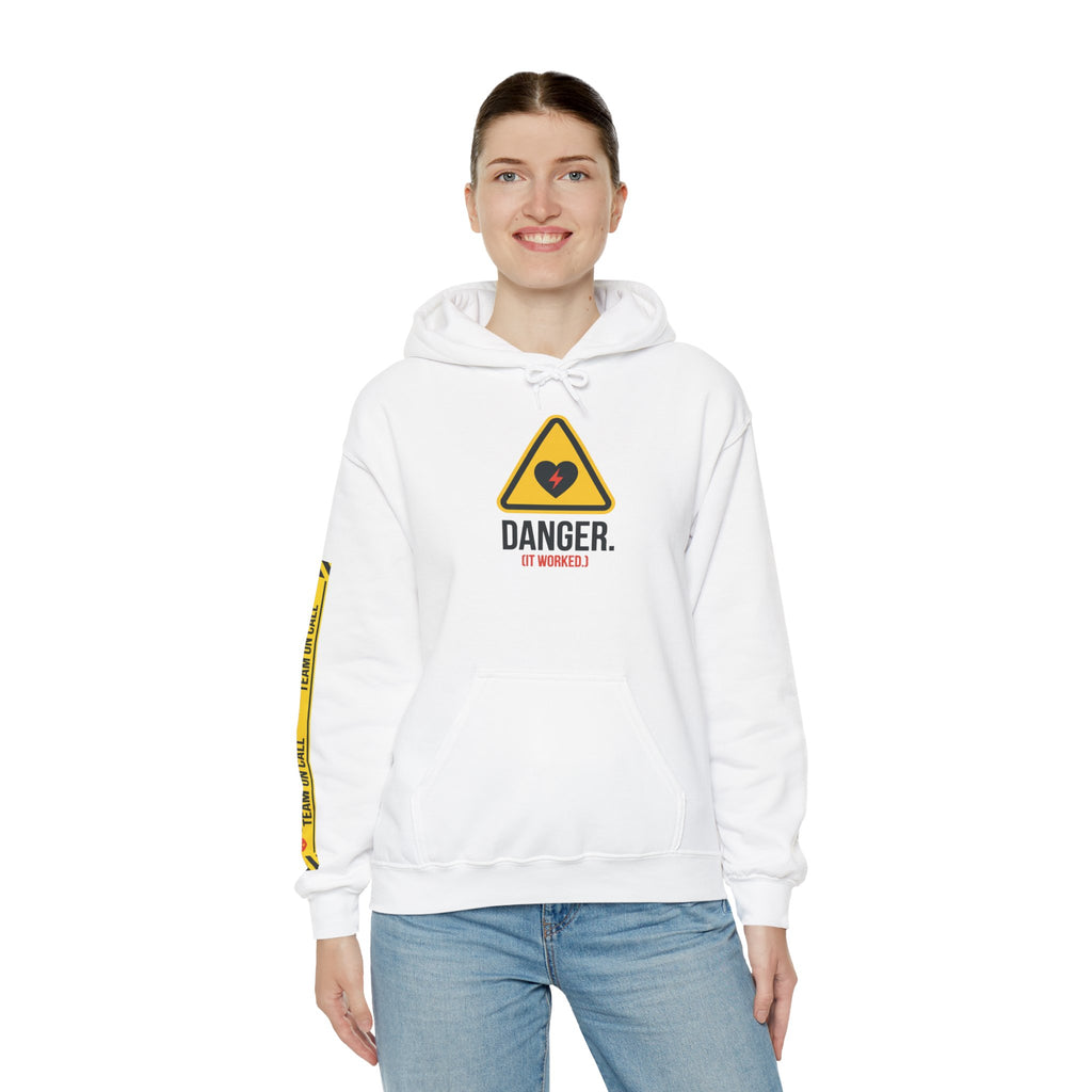 Hoodie — “Danger (Got Shocked)” Medical Humor Pullover