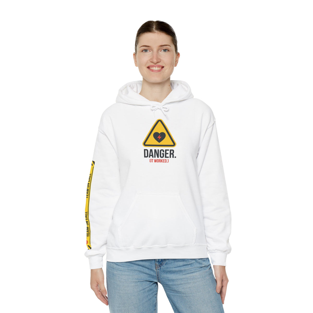 Hoodie — “Danger (Got Shocked)” Medical Humor Pullover