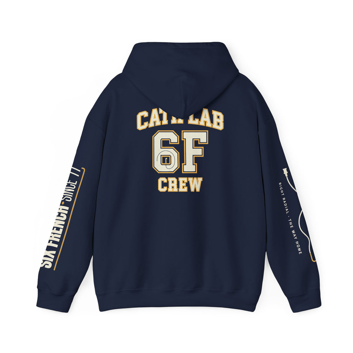 Cat Lab Crew Hoodie — Vintage Varsity Pullover with 6F Logo