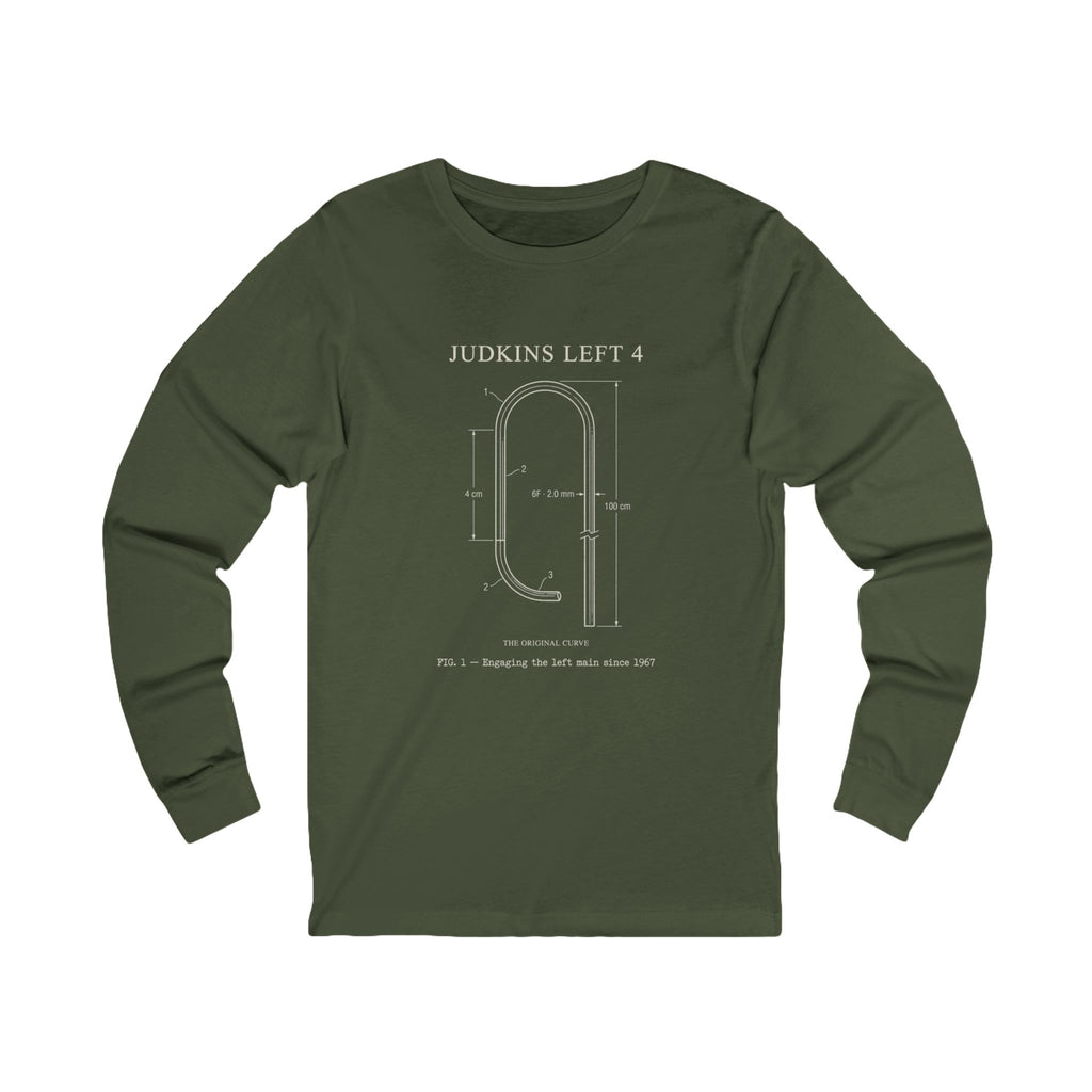 Cardiology Diagram Long Sleeve Tee — 'Judkins Left 4' Technical Heart Design