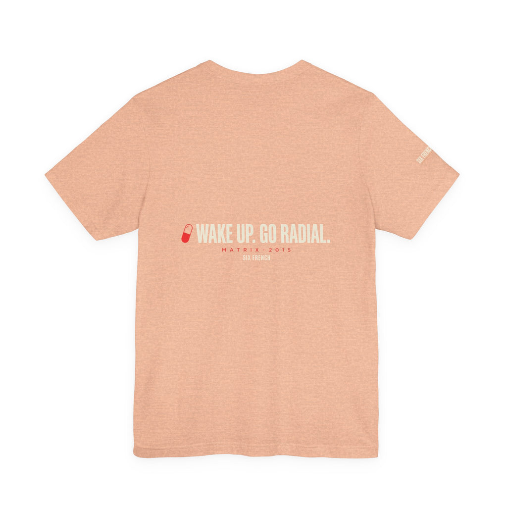 Pill Pair Graphic Tee — Red & Blue Capsule Minimalist T‑Shirt