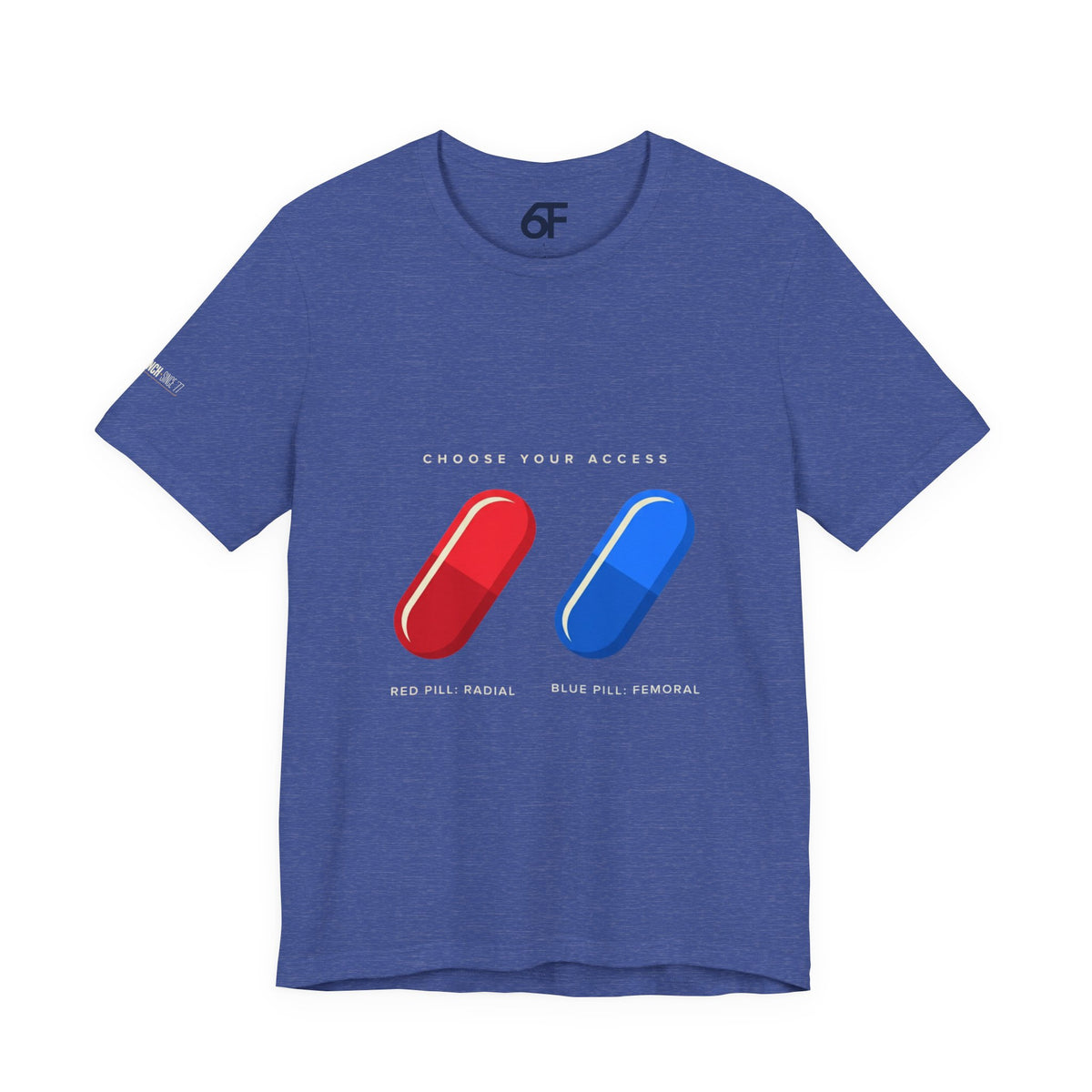 Pill Pair Graphic Tee — Red & Blue Capsule Minimalist T‑Shirt