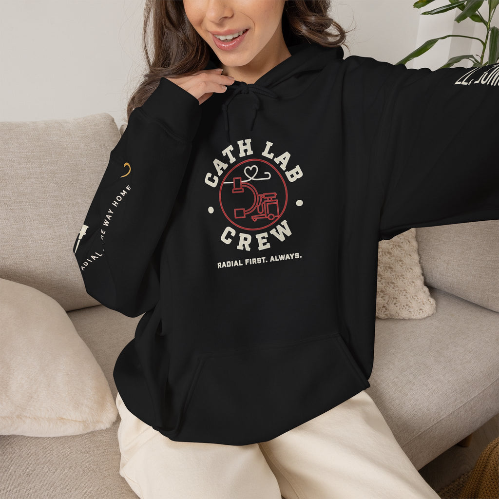 Cat Lab Crew Hoodie — Vintage Varsity Pullover with 6F Logo