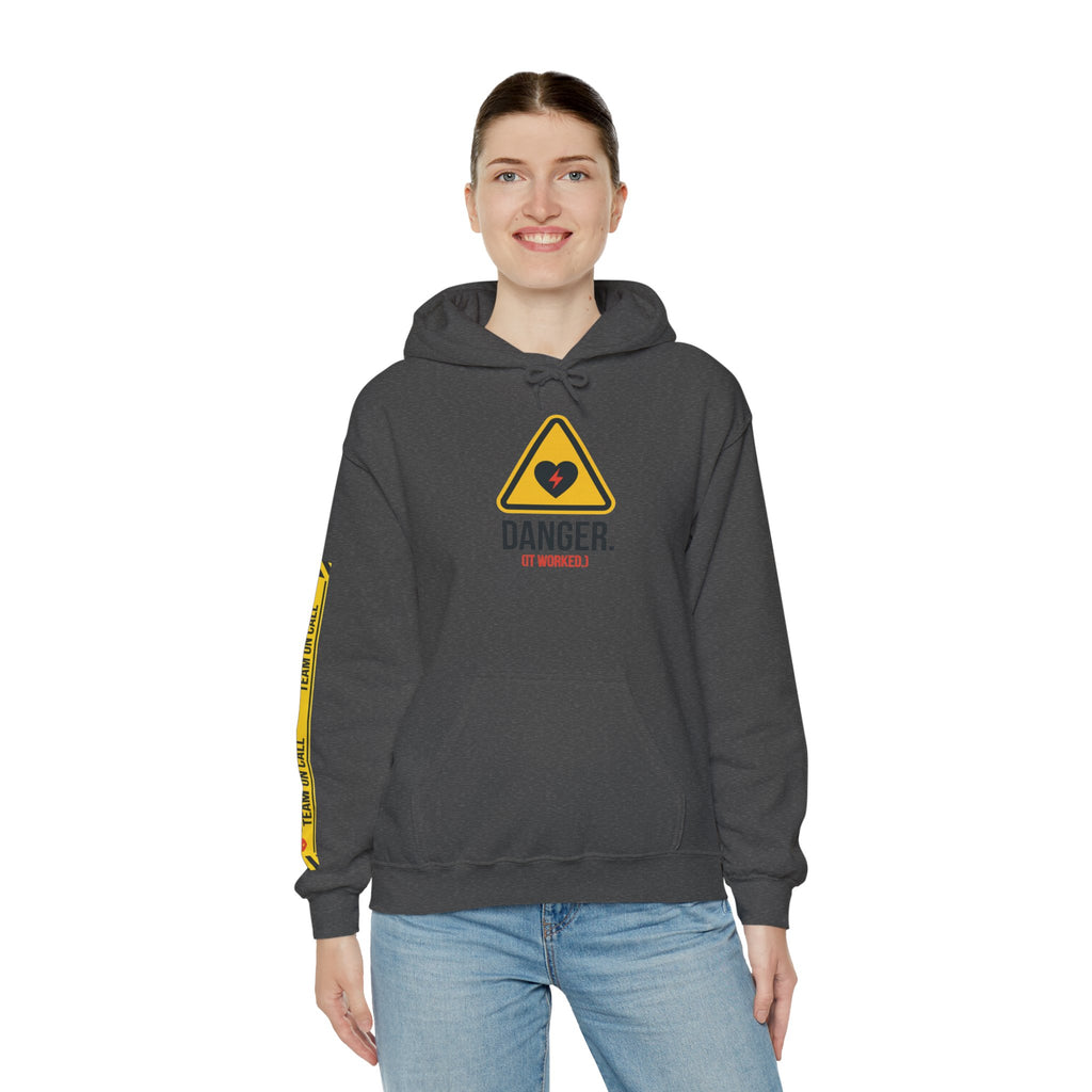 Hoodie — “Danger (Got Shocked)” Medical Humor Pullover