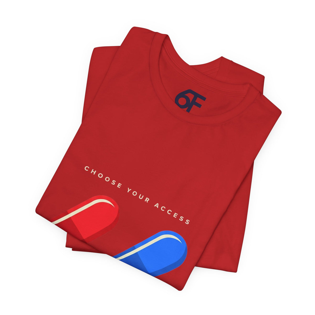 Pill Pair Graphic Tee — Red & Blue Capsule Minimalist T‑Shirt