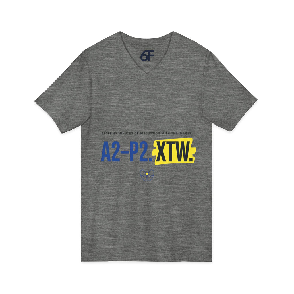 A2–P2 XTW V‑Neck Tee — Aviation/Flight Deck Flowchart Shirt