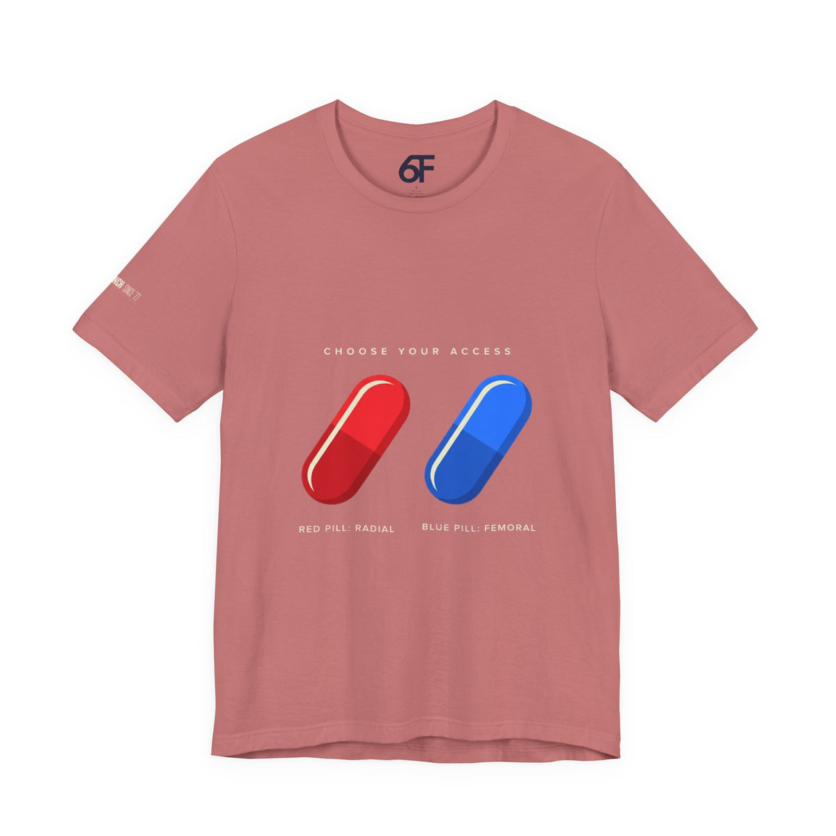 Pill Pair Graphic Tee — Red & Blue Capsule Minimalist T‑Shirt