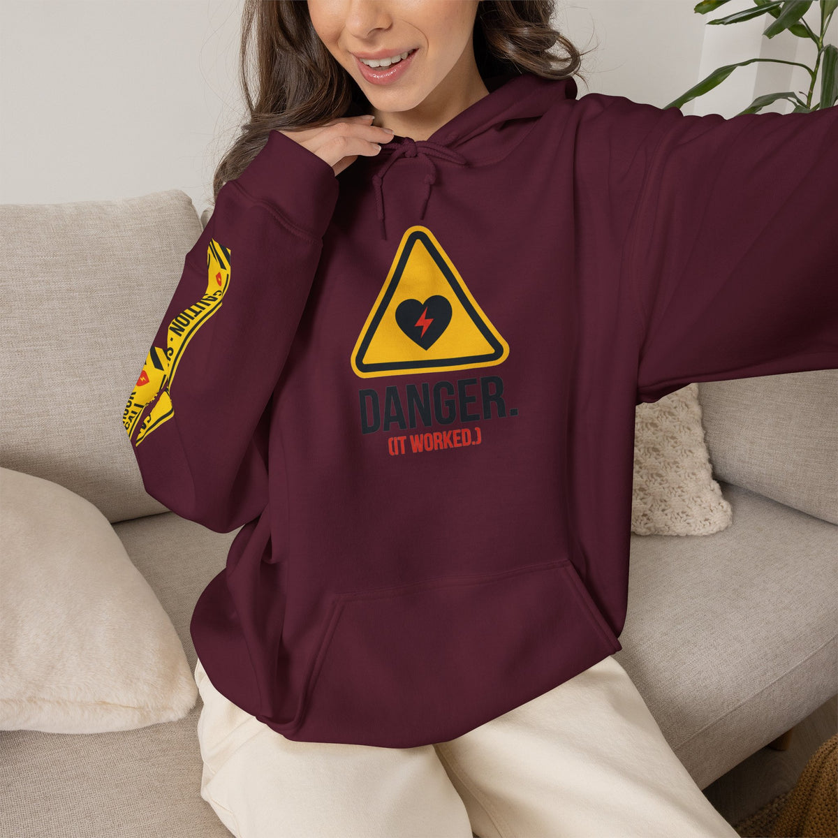 Hoodie — “Danger (Got Shocked)” Medical Humor Pullover