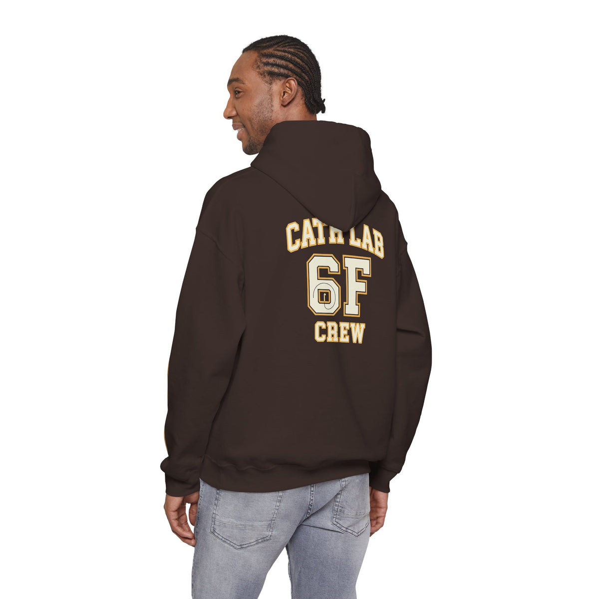 Cat Lab Crew Hoodie — Vintage Varsity Pullover with 6F Logo