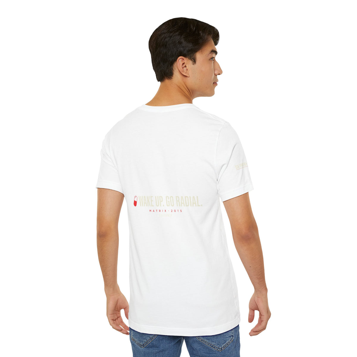 Pill Pair Graphic Tee — Red & Blue Capsule Minimalist T‑Shirt