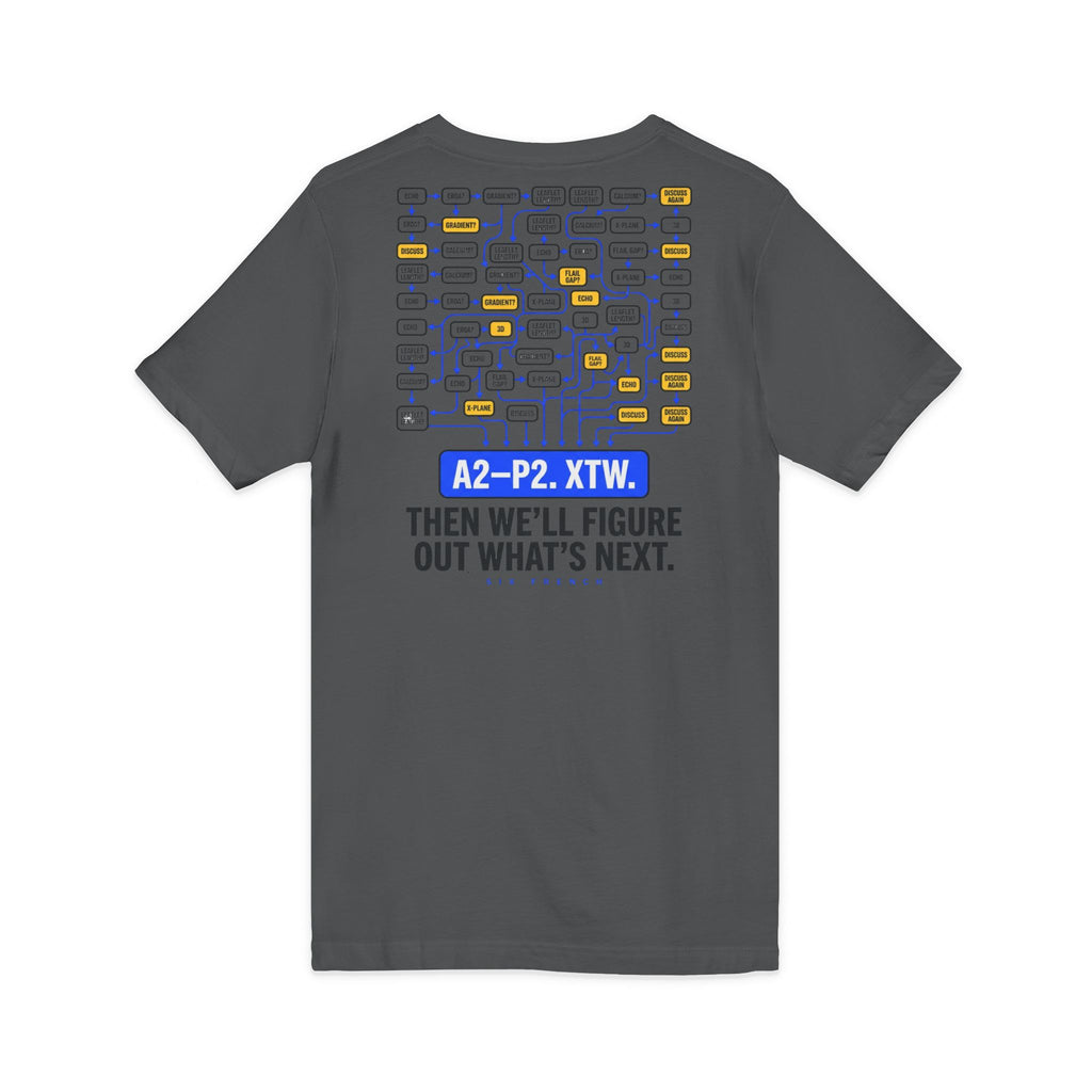A2–P2 XTW V‑Neck Tee — Aviation/Flight Deck Flowchart Shirt