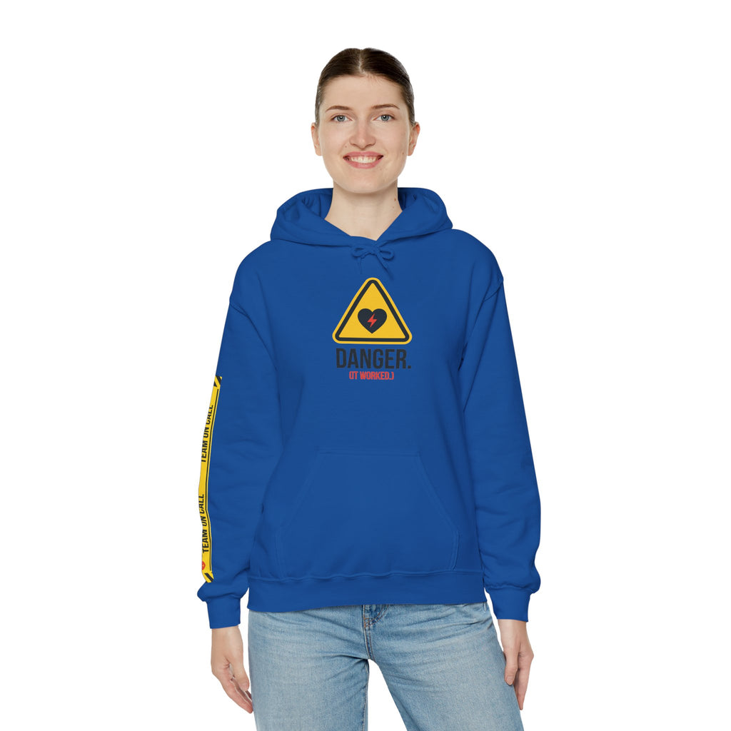 Hoodie — “Danger (Got Shocked)” Medical Humor Pullover