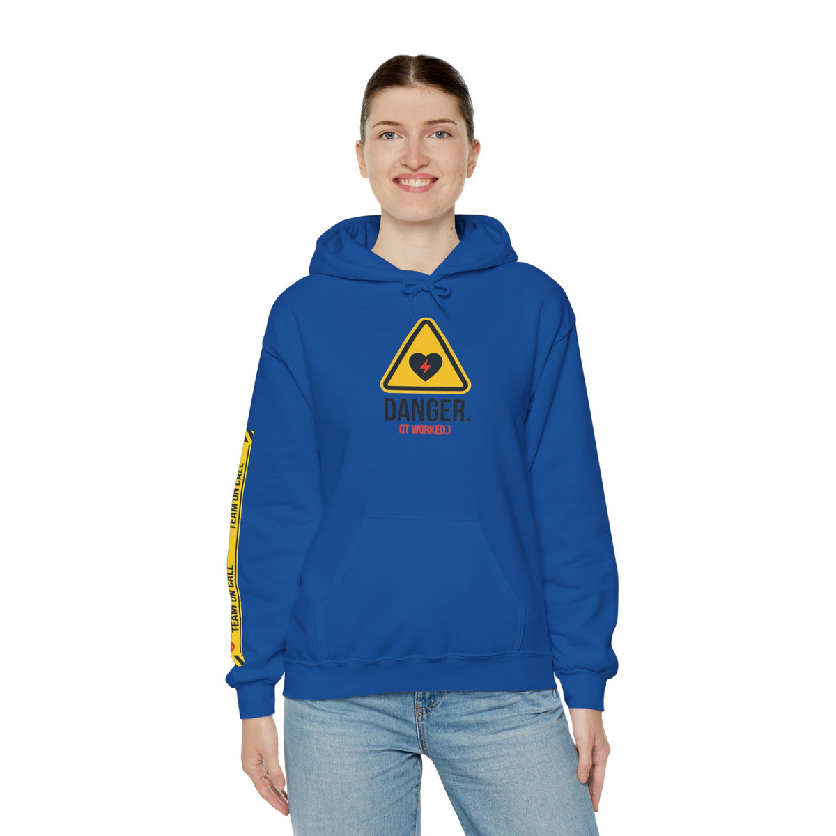 Hoodie — “Danger (Got Shocked)” Medical Humor Pullover
