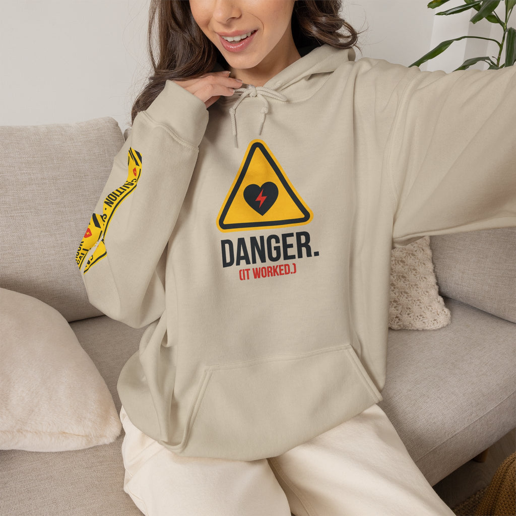 Hoodie — “Danger (Got Shocked)” Medical Humor Pullover