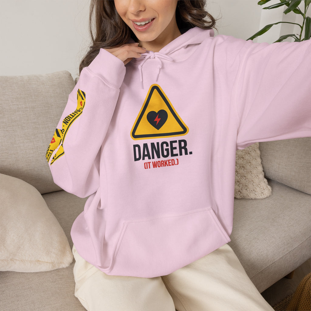 Hoodie — “Danger (Got Shocked)” Medical Humor Pullover