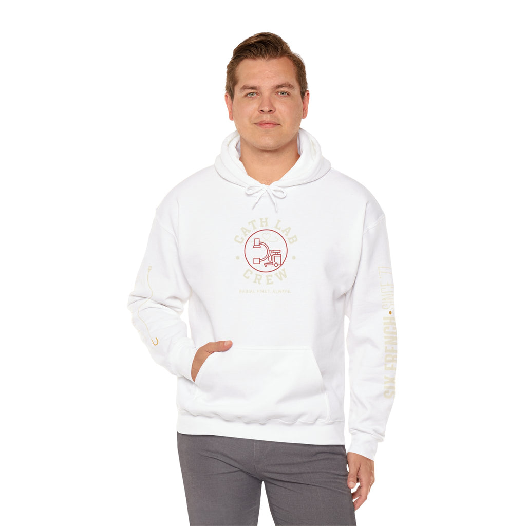 Cat Lab Crew Hoodie — Vintage Varsity Pullover with 6F Logo