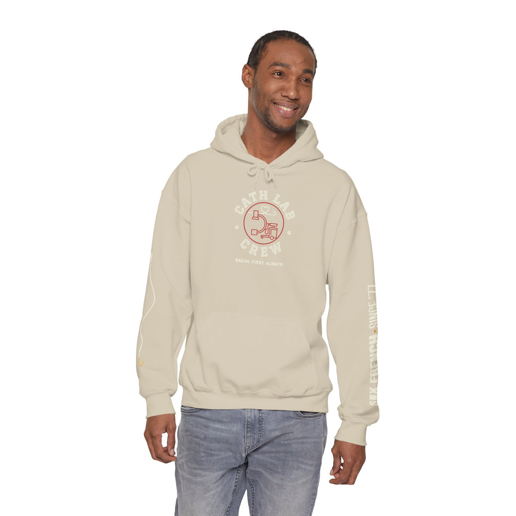 Cat Lab Crew Hoodie — Vintage Varsity Pullover with 6F Logo
