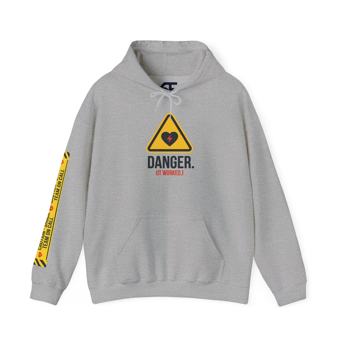 Hoodie — “Danger (Got Shocked)” Medical Humor Pullover