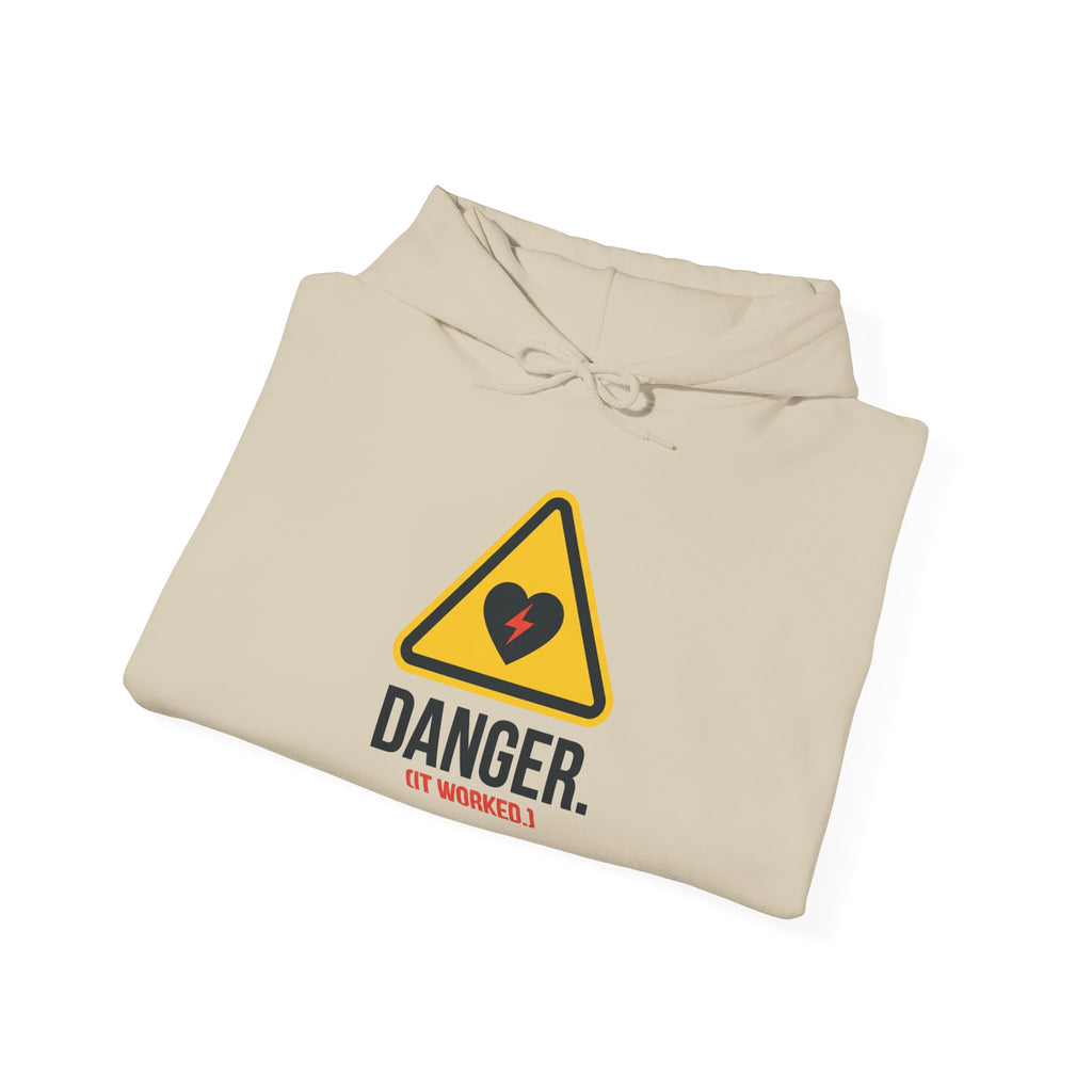 Hoodie — “Danger (Got Shocked)” Medical Humor Pullover