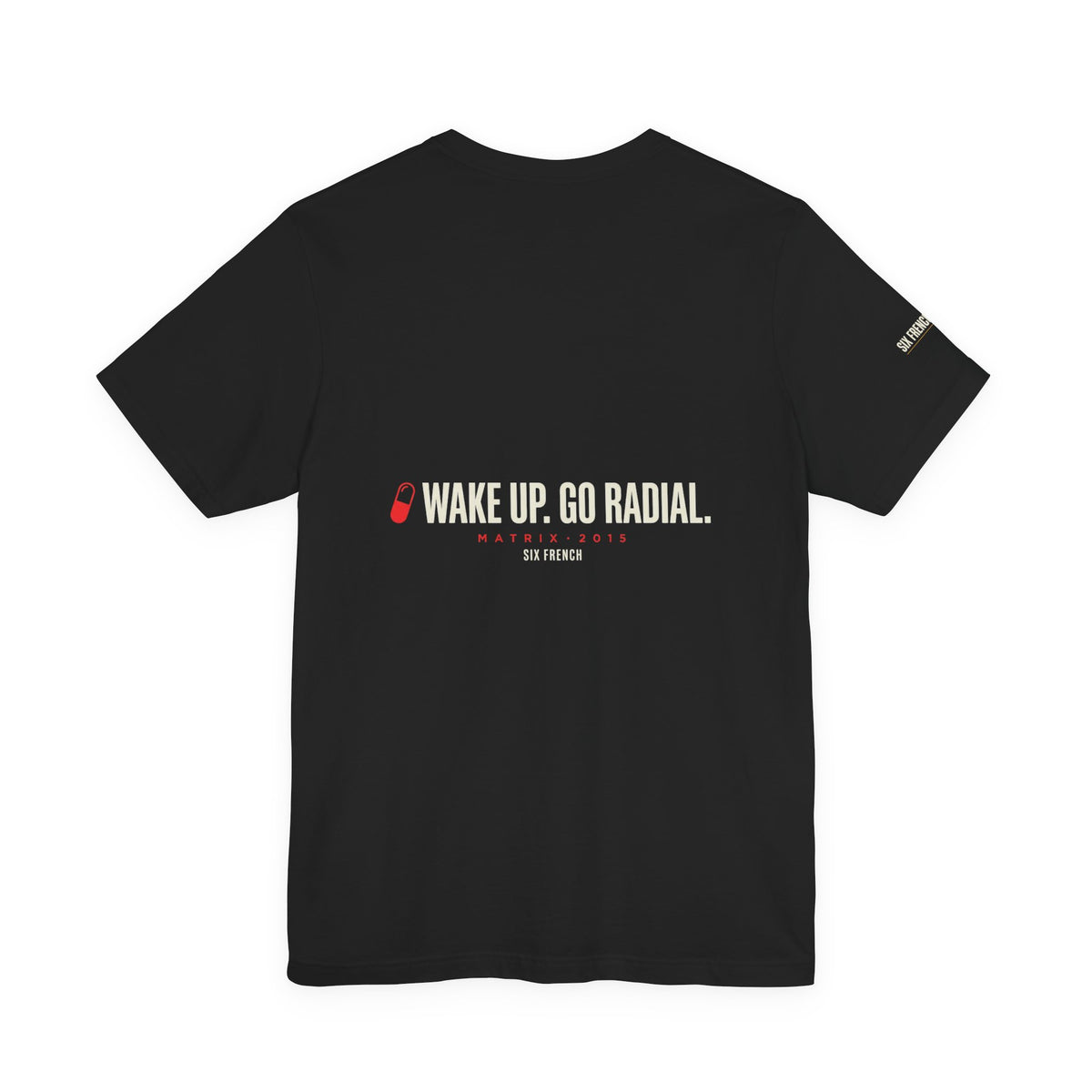 Pill Pair Graphic Tee — Red & Blue Capsule Minimalist T‑Shirt