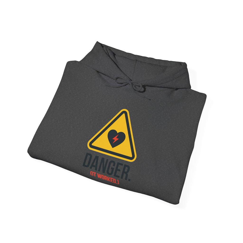 Hoodie — “Danger (Got Shocked)” Medical Humor Pullover